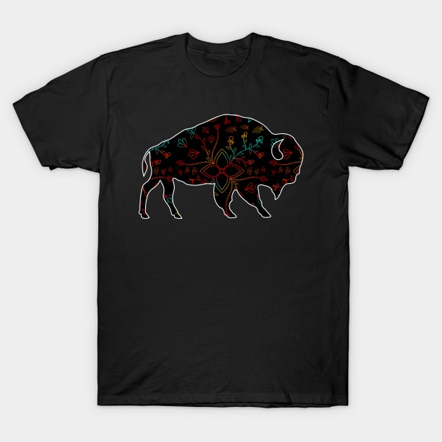 Floral Gradient bison/buffalo T-Shirt by Niibidoon